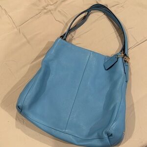 Coach Sky Blue Leather Shoulder Bag
